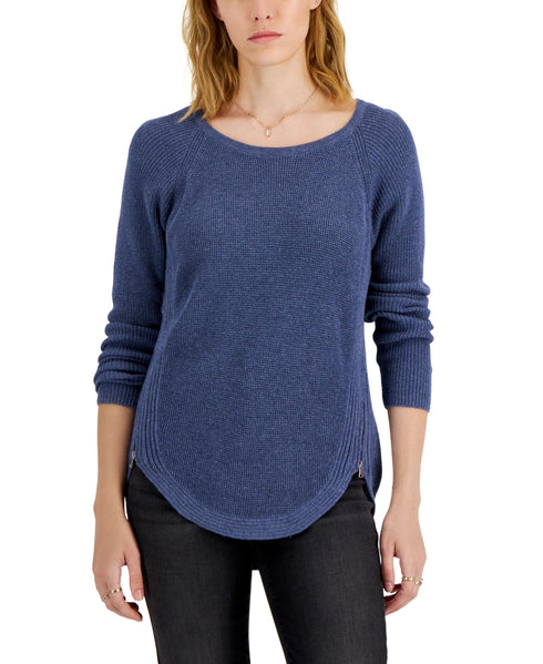 INC International Concepts Womens Waffle Knit Side Zip Tunic Sweater
